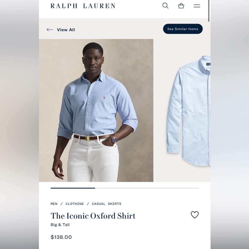 Iconic Oxford Ralph Lauren Men's Light Blue Button Down Shirt